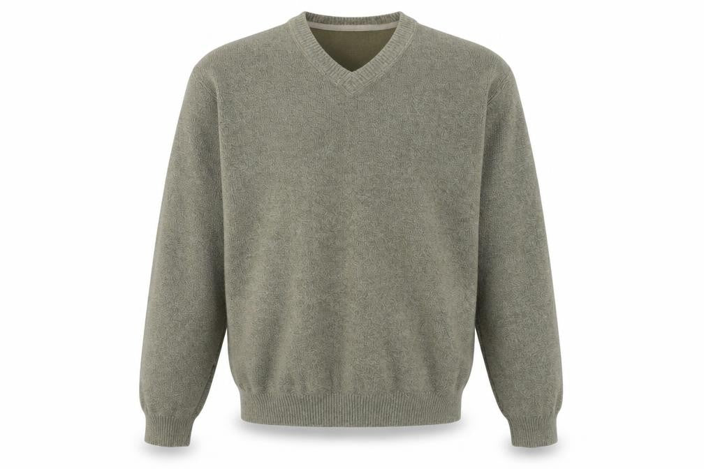 Front view of Thomas Nash Men's Green V-Neck Cotton Pullover - M