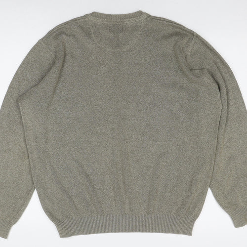 Thomas Nash Men's Green V-Neck Cotton Pullover - M