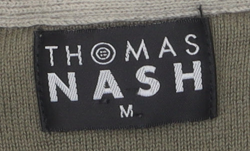 Thomas Nash Men's Green V-Neck Cotton Pullover - M