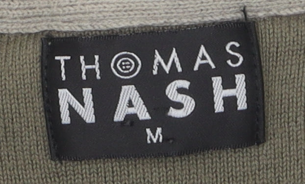 Thomas Nash Men's Green V-Neck Cotton Pullover - M