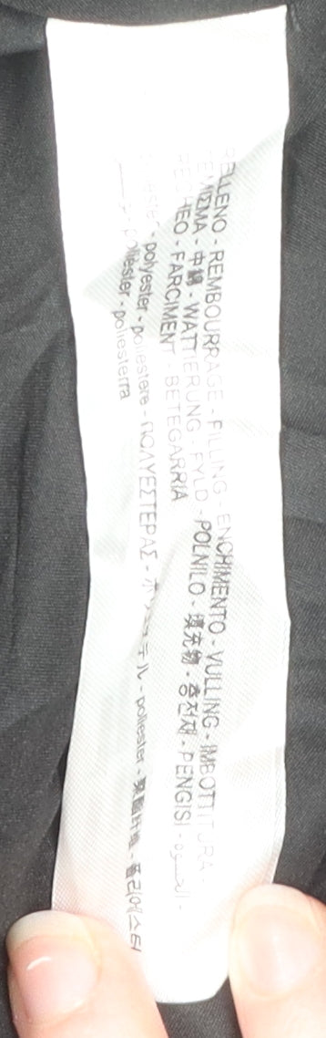 Zara Women's Black Puffer Jacket, Size 8, Hooded Long Coat