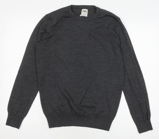 Zara Men's Grey Wool Pullover Jumper M