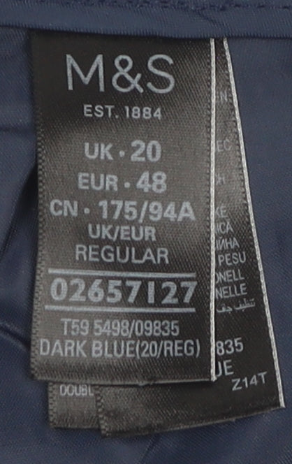Marks and Spencer Women's Blue Straight Trousers Size 20