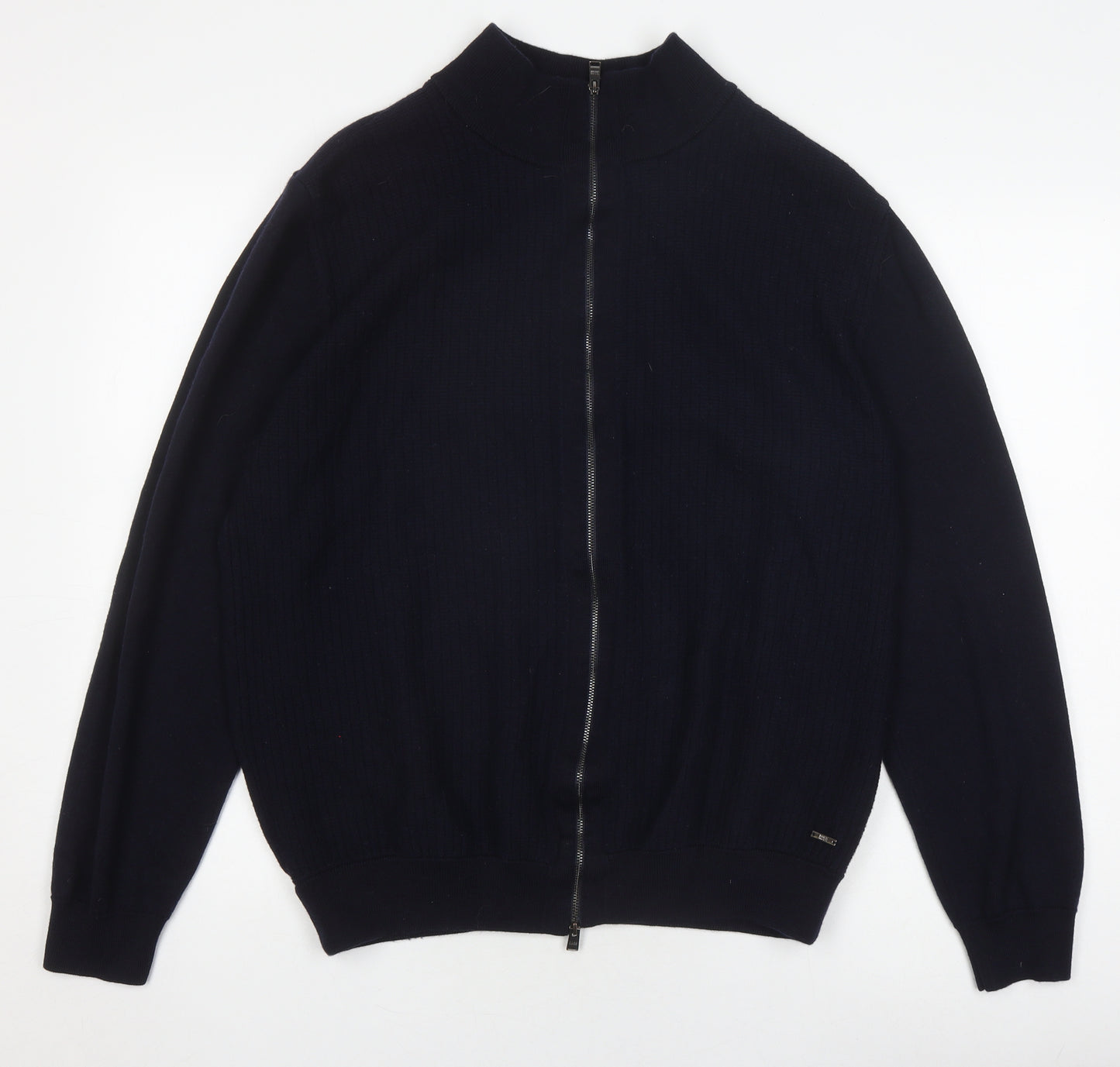 Hugo Boss Men's Black 2XL Full Zip Wool Jumper
