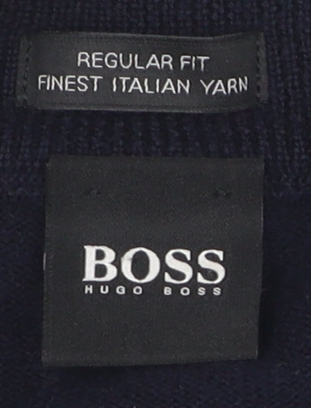 Hugo Boss Men's Black 2XL Full Zip Wool Jumper