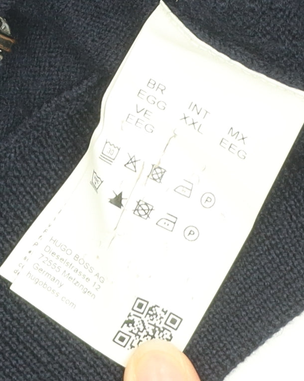 Hugo Boss Men's Black 2XL Full Zip Wool Jumper