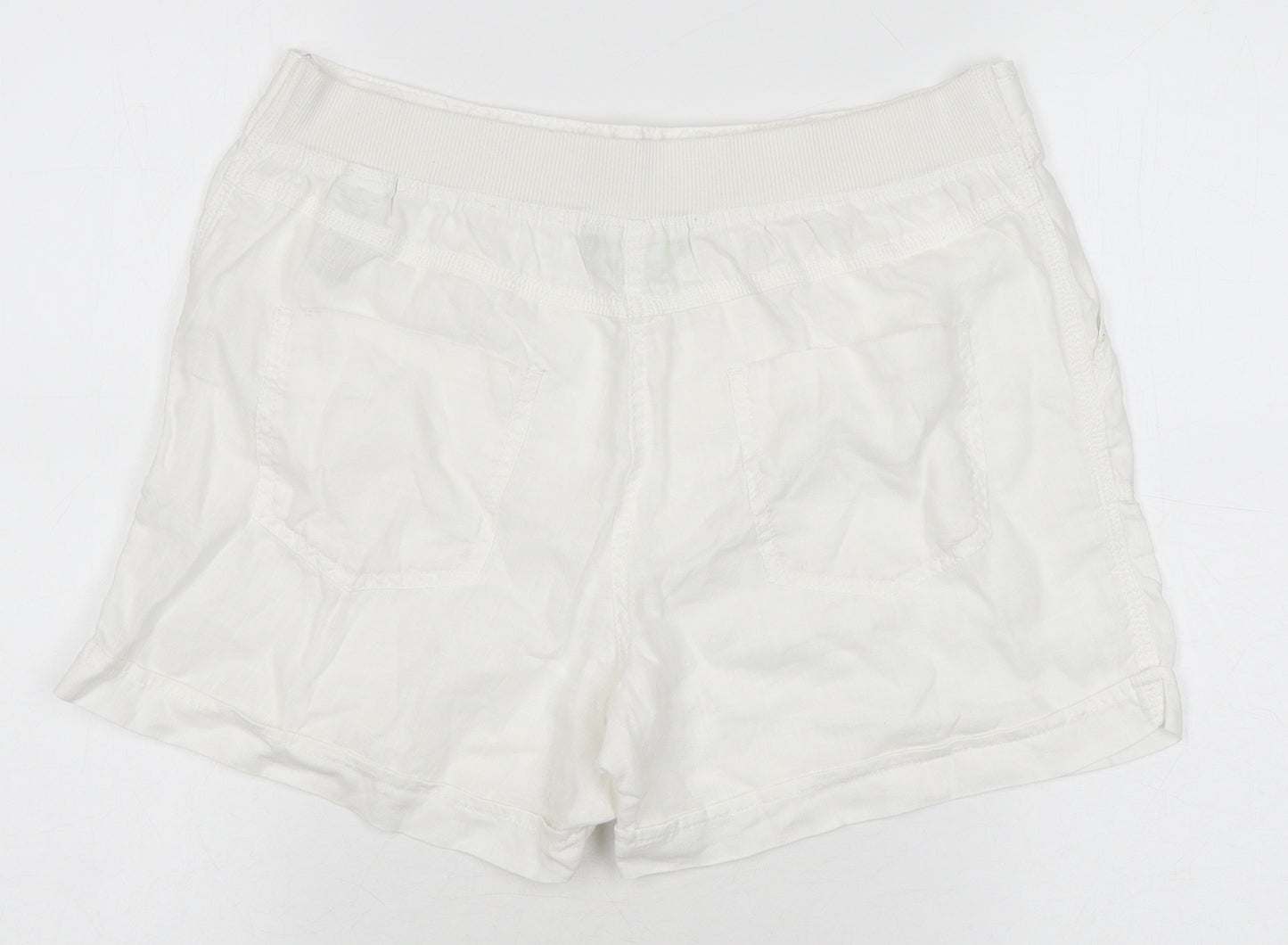 Marks and Spencer Women's White Linen Shorts, Size 12