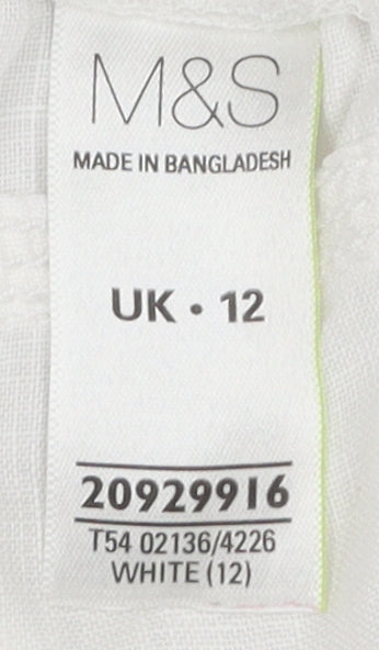 Marks and Spencer Women's White Linen Shorts, Size 12