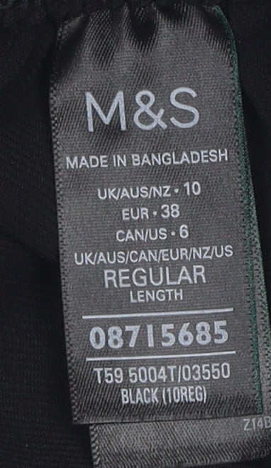 Marks and Spencer Women's Black 10 Wide-Leg Trousers