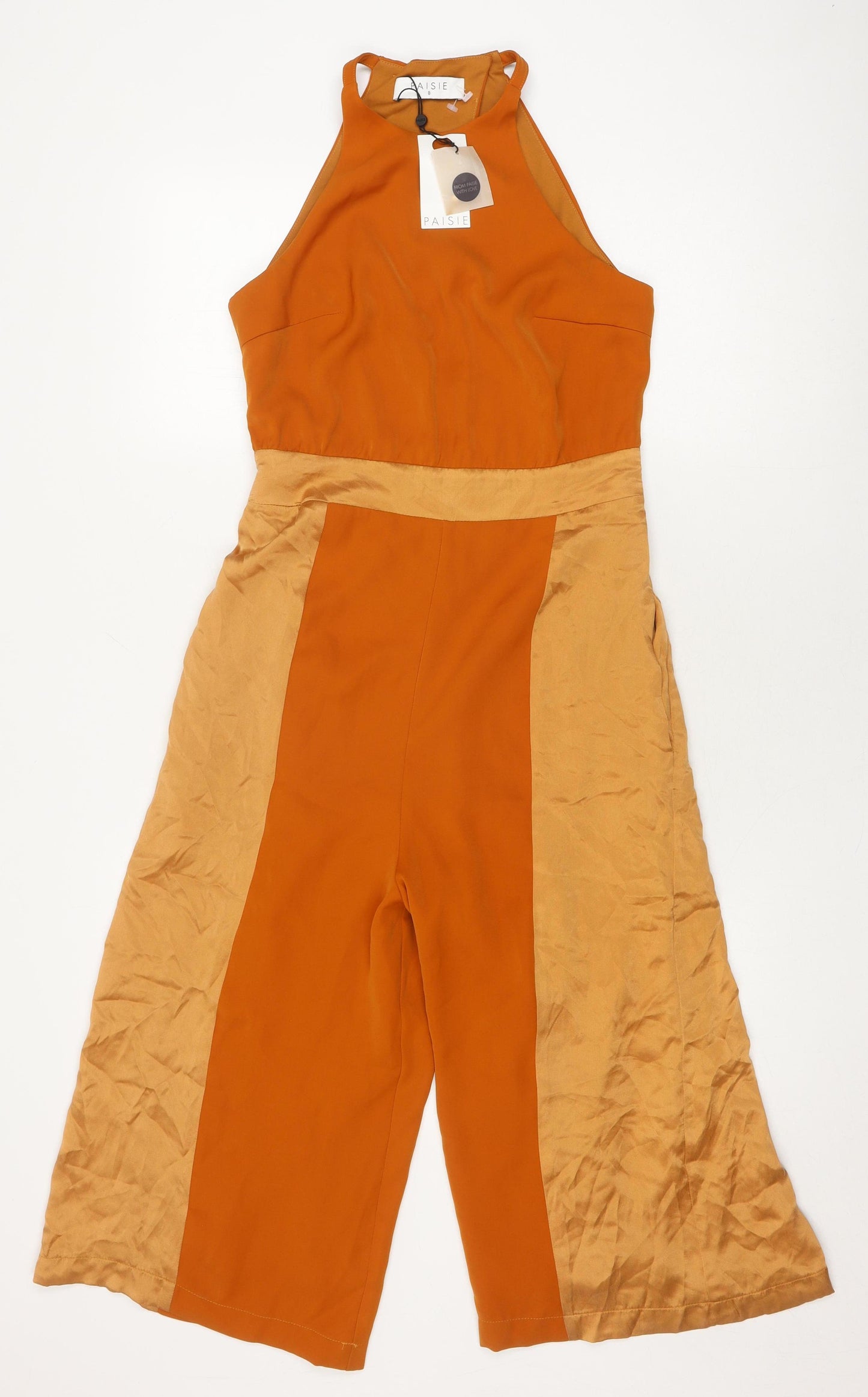 Paisie Women's Orange Halter Jumpsuit Size 8