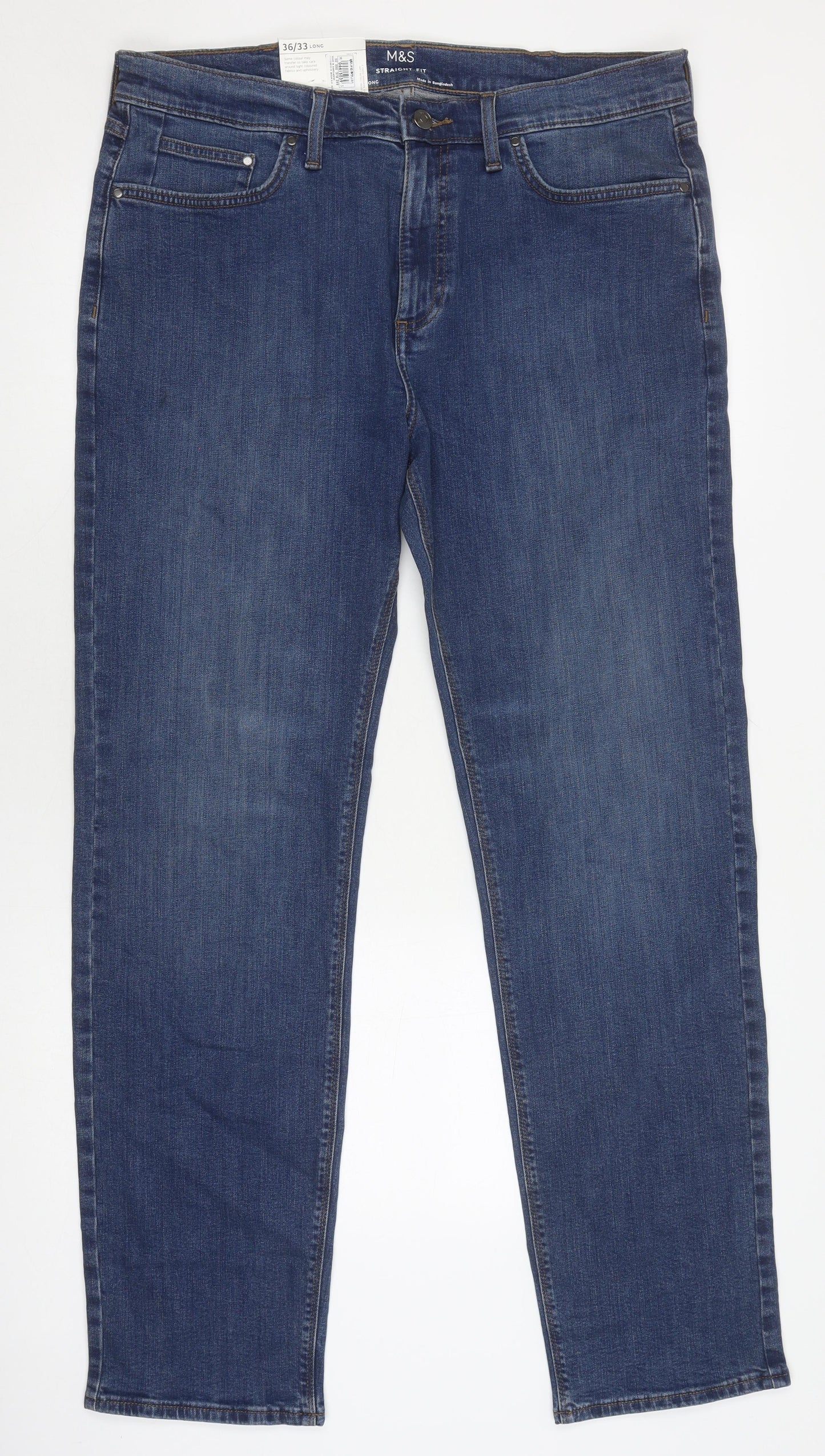 Marks and Spencer Men's Blue Straight Jeans 36