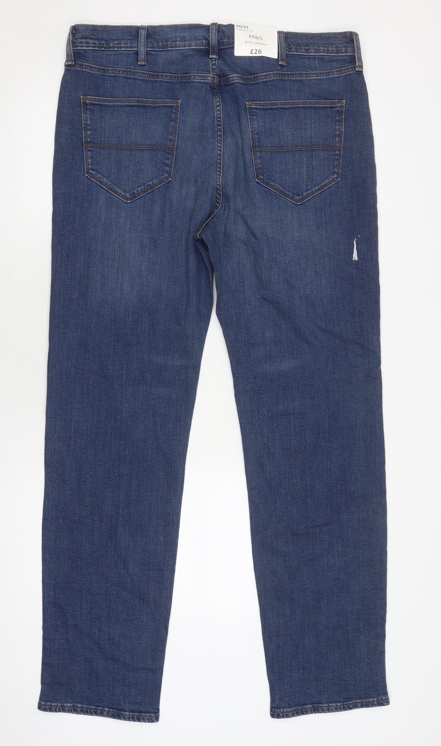 Marks and Spencer Men's Blue Straight Jeans 36