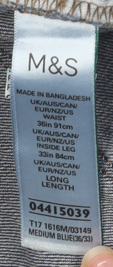 Marks and Spencer Men's Blue Straight Jeans 36