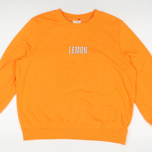 ONLY Women's Orange Lemon Graphic L Pullover Sweatshirt