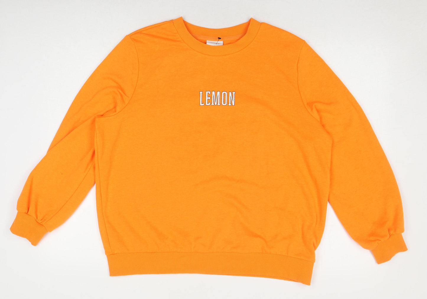 ONLY Women's Orange Lemon Graphic L Pullover Sweatshirt