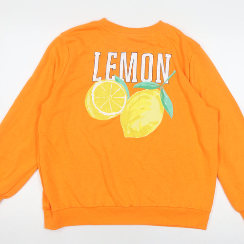 ONLY Women's Orange Lemon Graphic L Pullover Sweatshirt