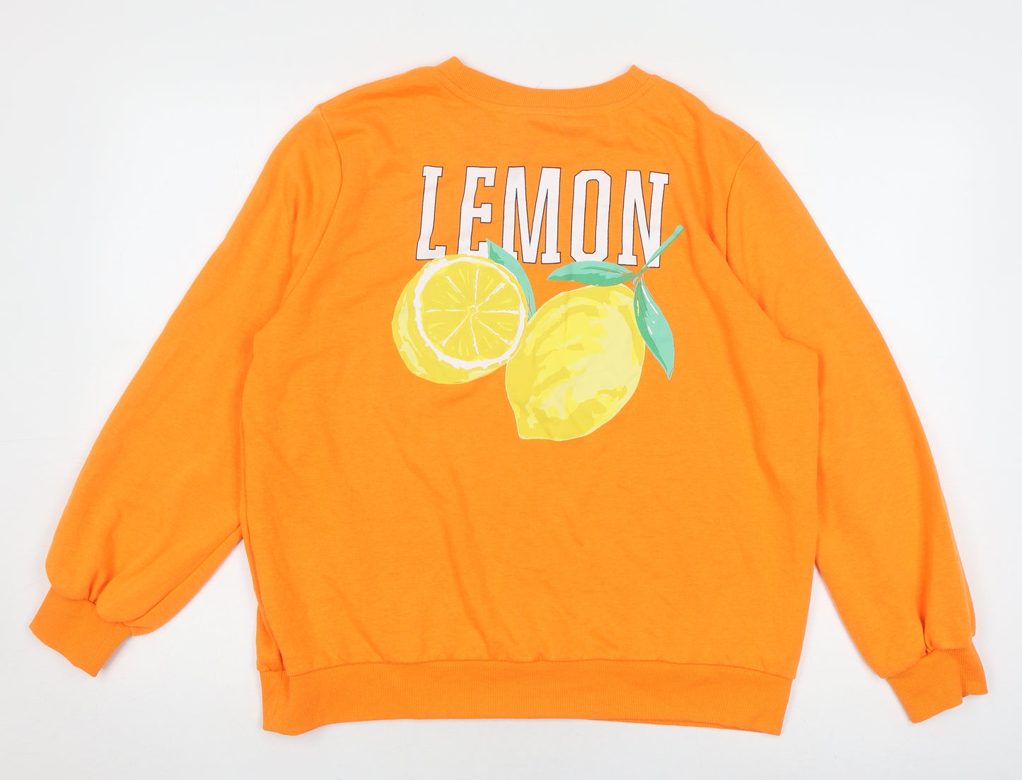 ONLY Women's Orange Lemon Graphic L Pullover Sweatshirt