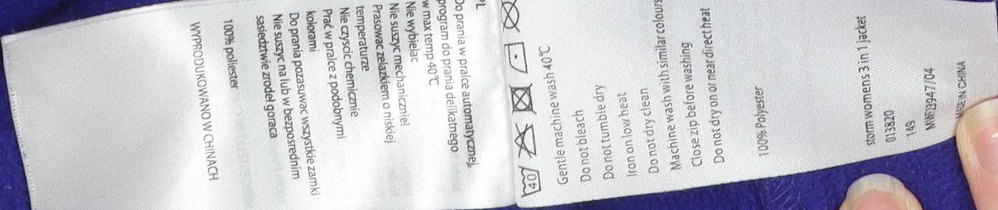 Mountain Warehouse Women's Blue 3-in-1 Jacket Size 16