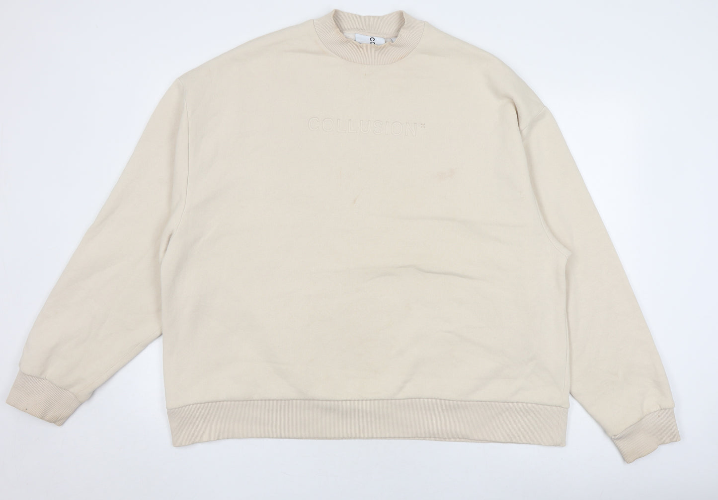 Collusion Beige Sweatshirt, Unisex, L, Crew Neck, Knit