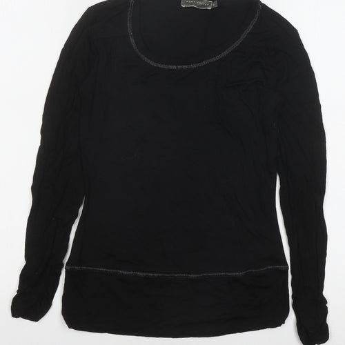 Mint Velvet Women's Black T-Shirt, Size 8, Long Sleeve