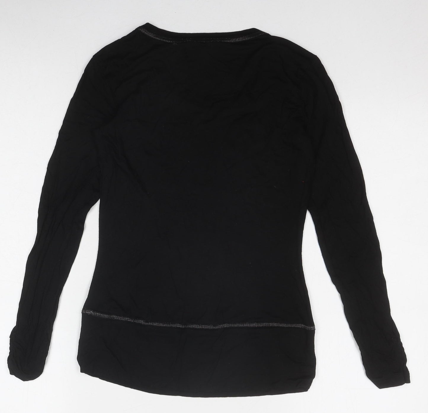 Mint Velvet Women's Black T-Shirt, Size 8, Long Sleeve