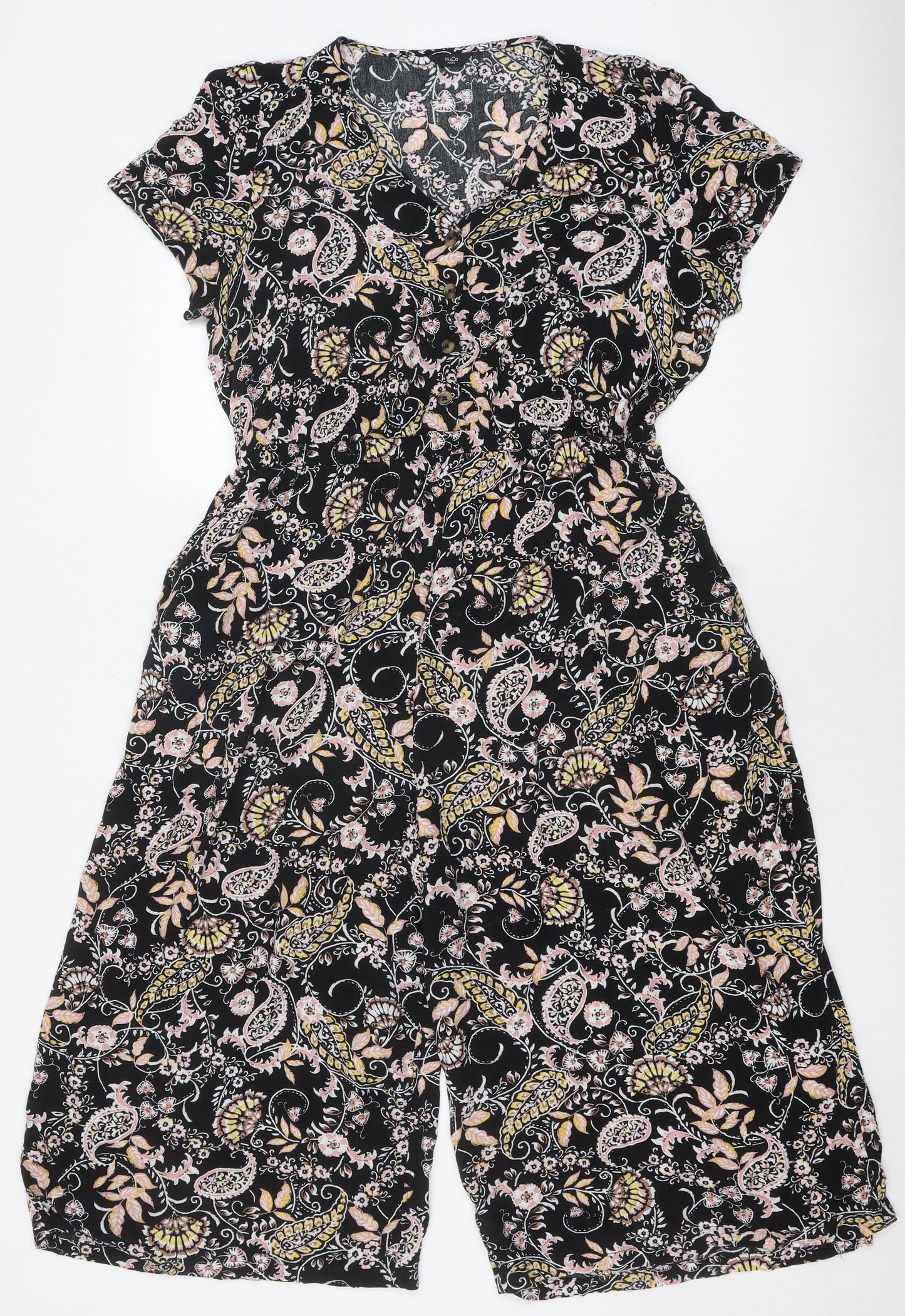 M&CO Women’s Black Paisley Jumpsuit Size 14