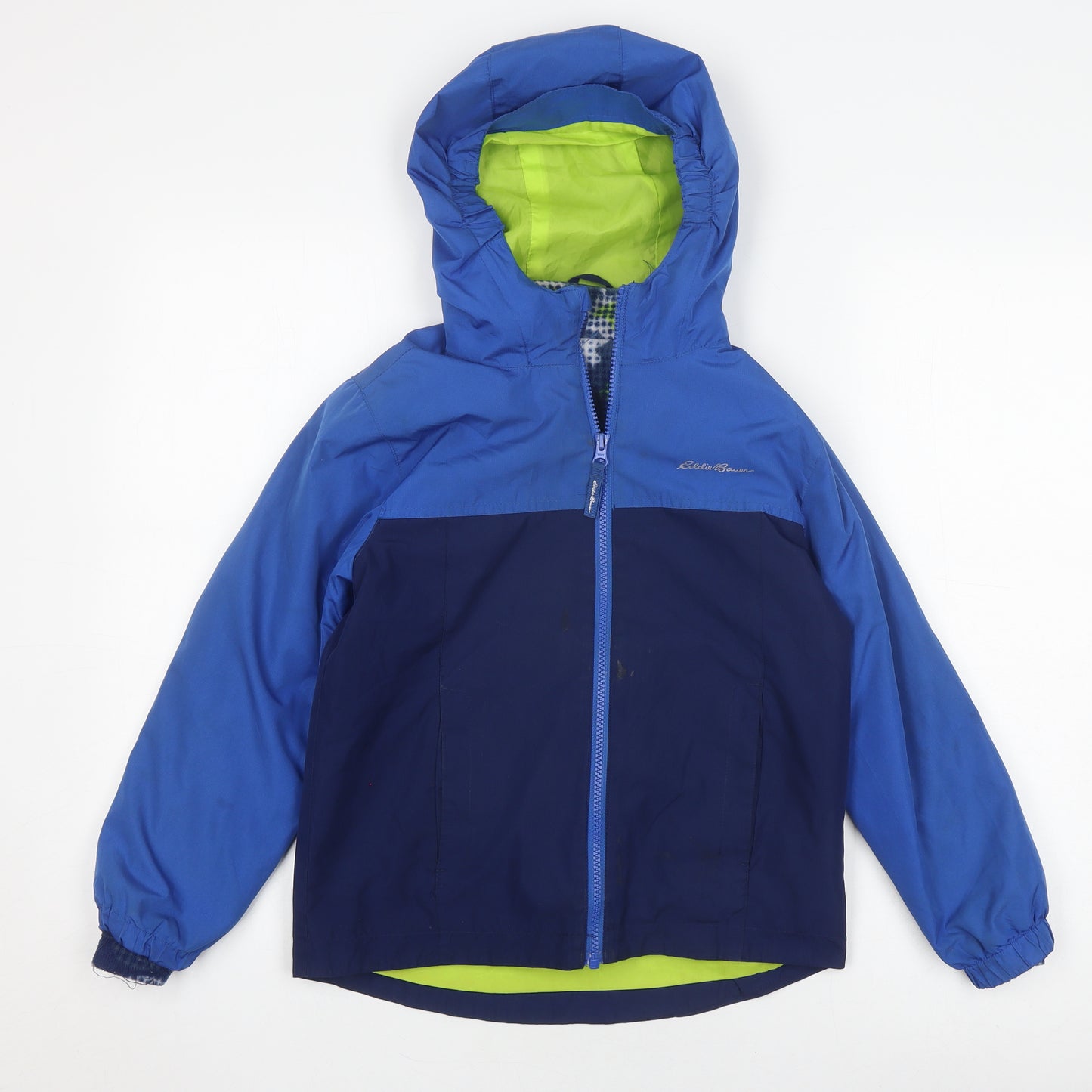 Eddie Bauer Boys Blue Puffer Jacket Size 7-8 Lightweight Hooded