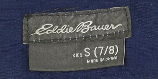 Eddie Bauer Boys Blue Puffer Jacket Size 7-8 Lightweight Hooded