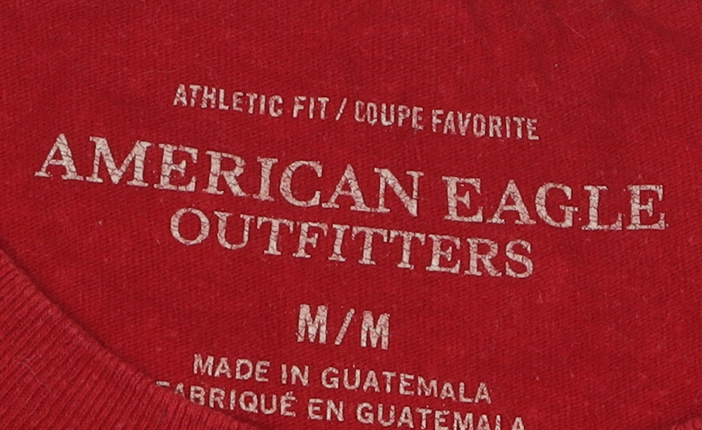American Eagle Men's Red Graphic Cotton T-Shirt, M