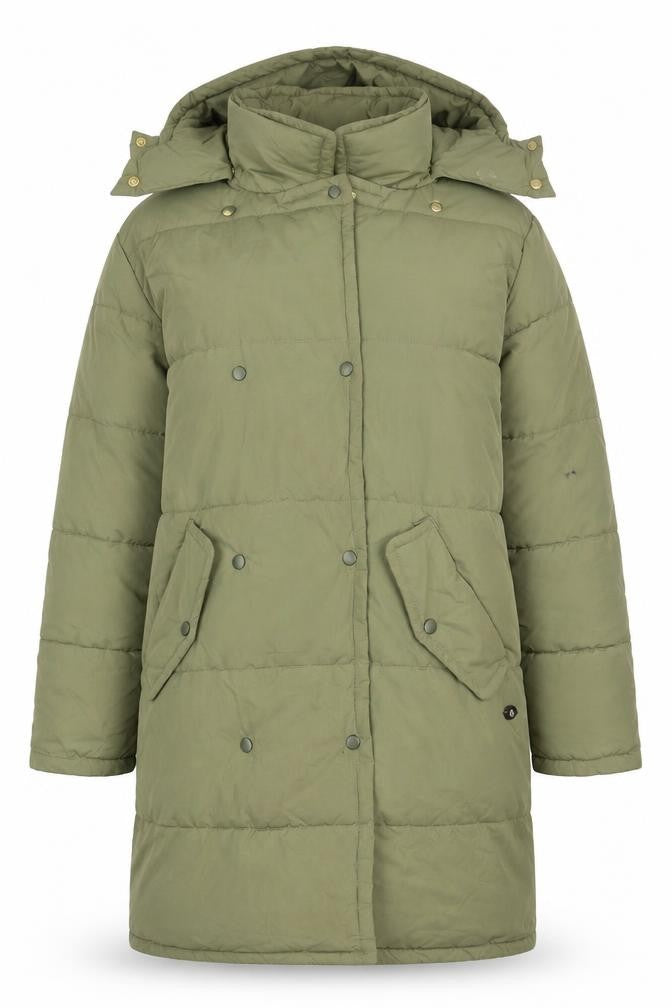 Front view of Scotch & Soda Women's Green Puffer Jacket, size 14