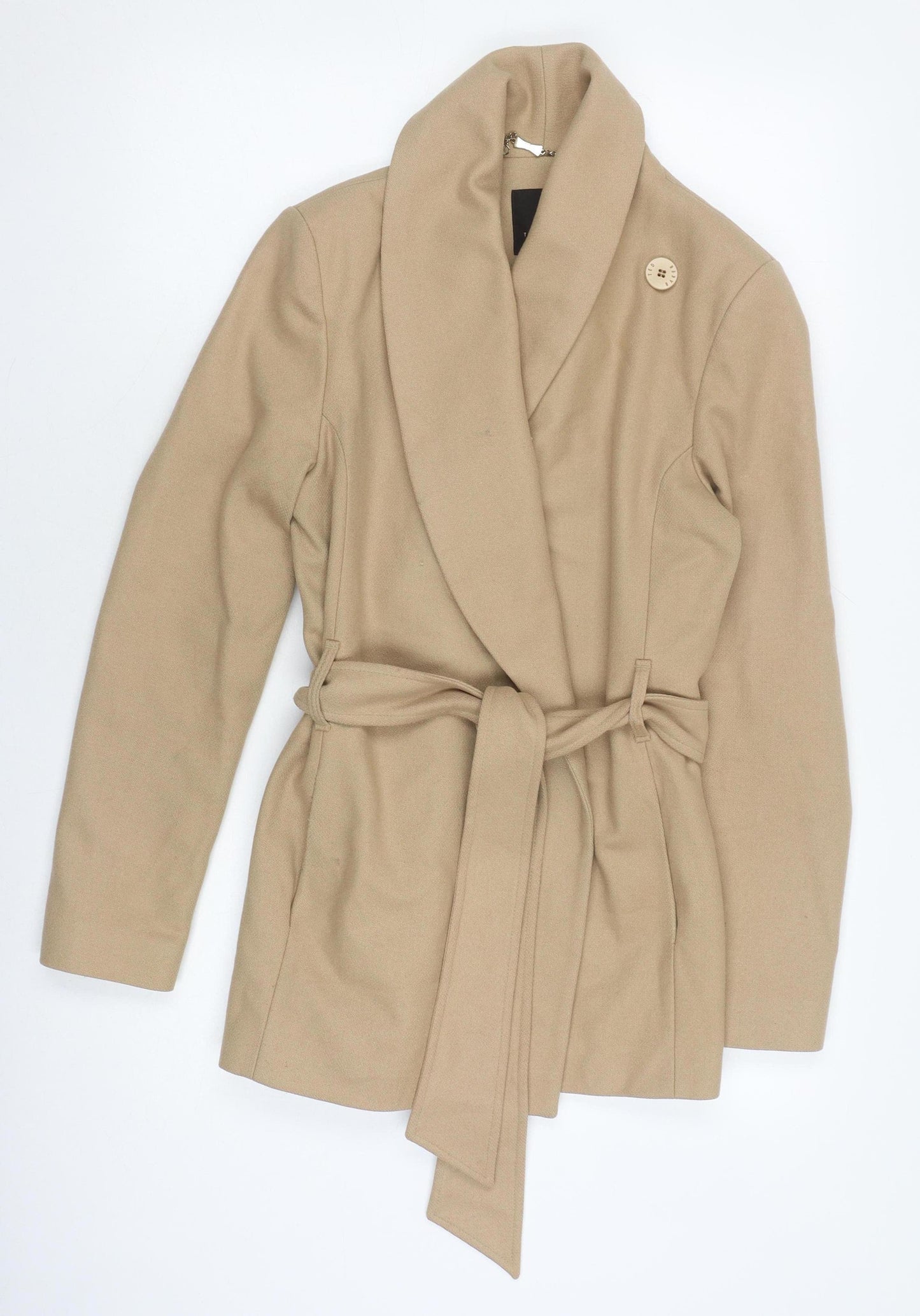 Ted Baker Women's Beige Wool Blend Overcoat - Size 6