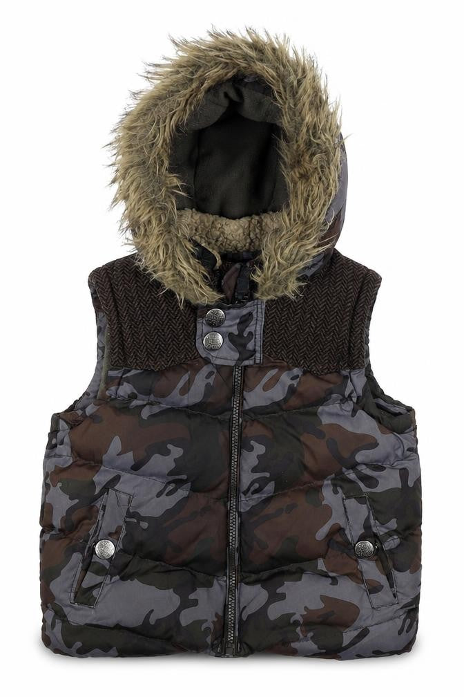Front view of RJR.John Rocha boys’ camouflage puffer jacket age 6-7