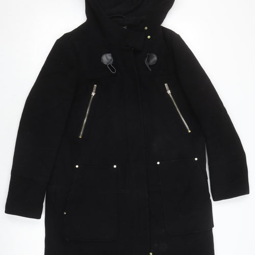 Next Men's Black Hooded Parka Coat with Zipped Pockets