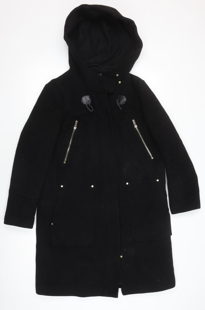 Next Men's Black Hooded Parka Coat with Zipped Pockets