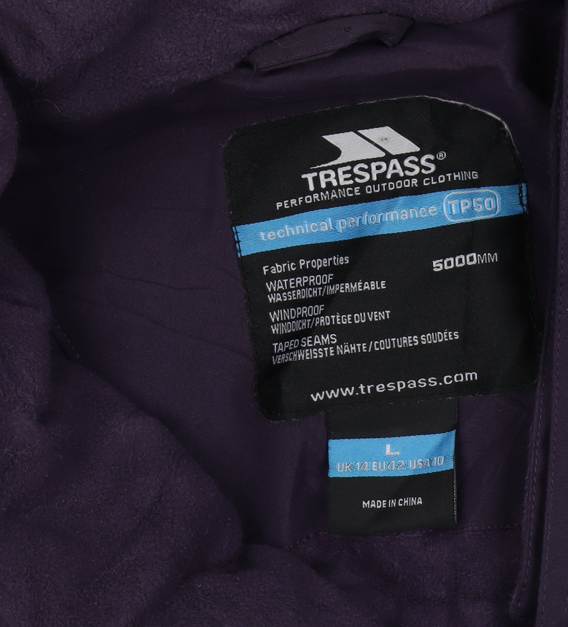 Trespass Women's Purple Hooded Parka Jacket - Size L