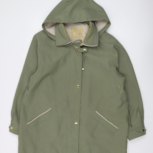 David Barry Women's Green Hooded Rain Coat Size 18