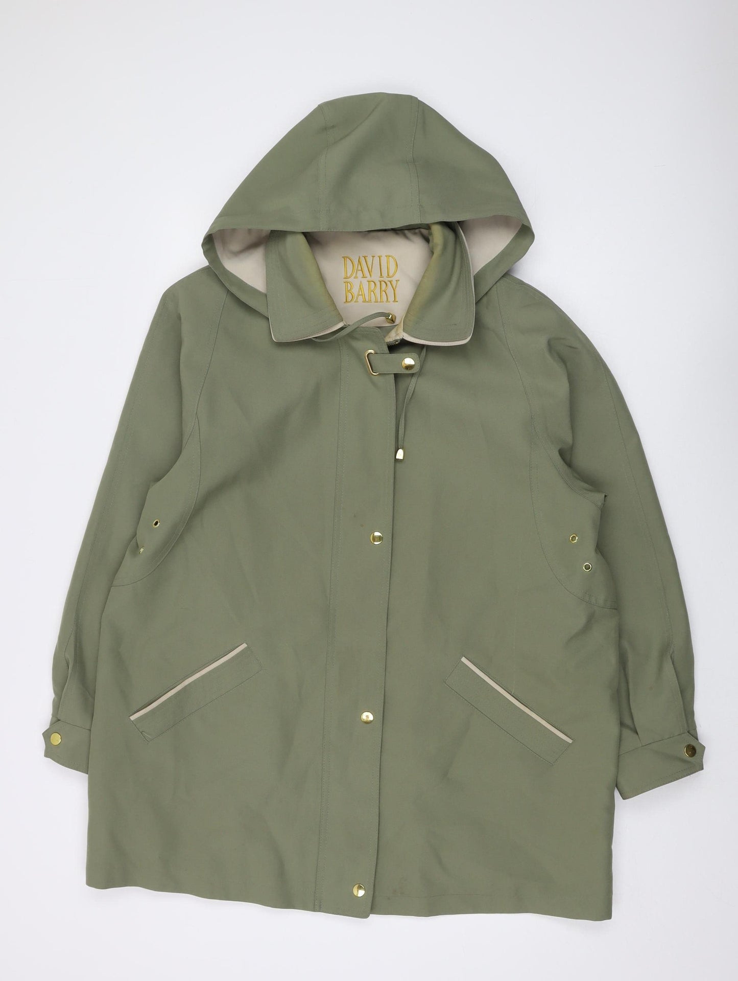 David Barry Women's Green Hooded Rain Coat Size 18