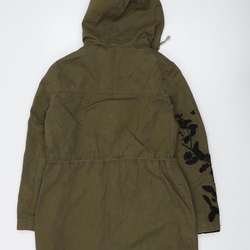 Missguided Women's Green Floral Parka Jacket Size 10