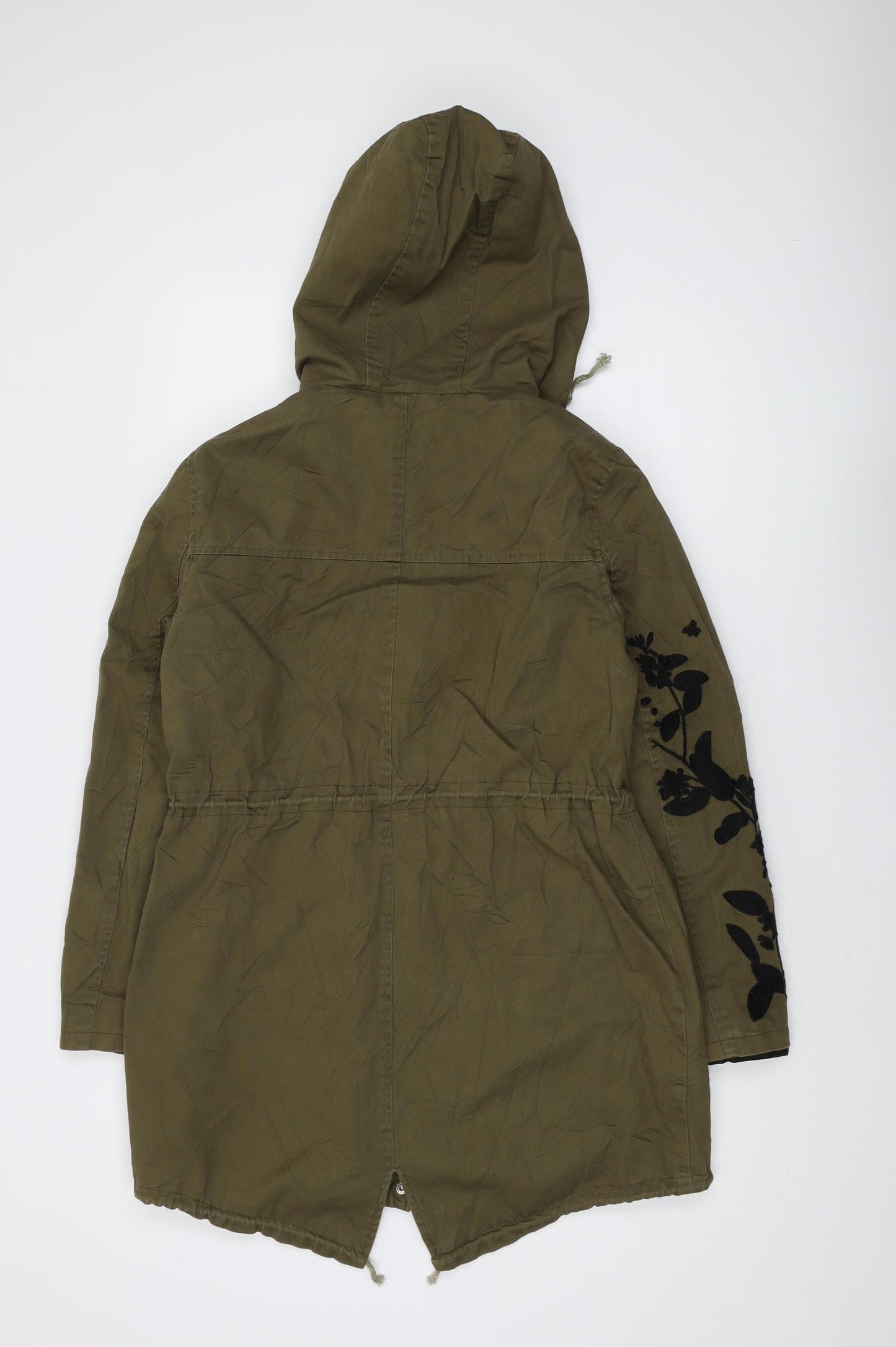 Missguided Women's Green Floral Parka Jacket Size 10