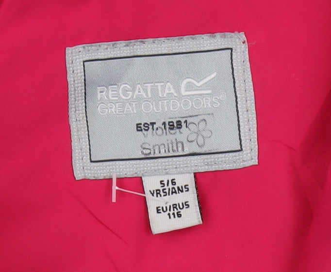 Regatta Girls Red Rain Coat 5-6 Years Waterproof Hooded
