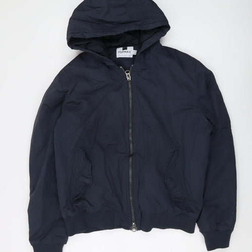 Topman Men's Black M Bomber Jacket Hooded Casual