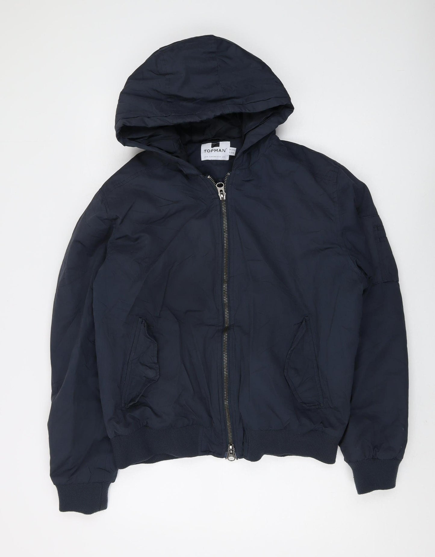 Topman Men's Black M Bomber Jacket Hooded Casual