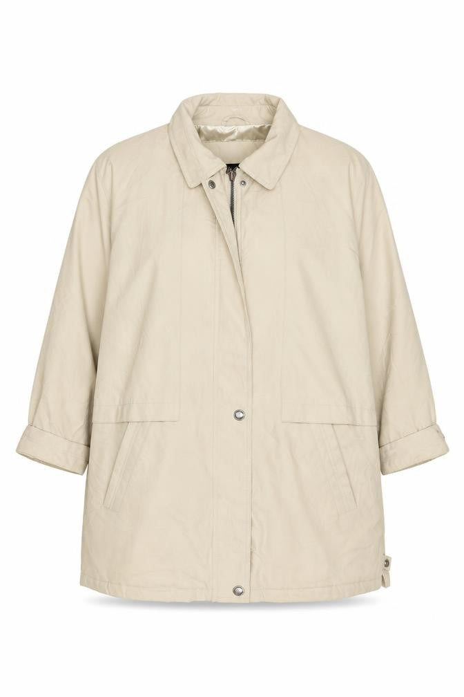 Front view of BHS Women's Beige Long Parka Coat, size 16, Casual