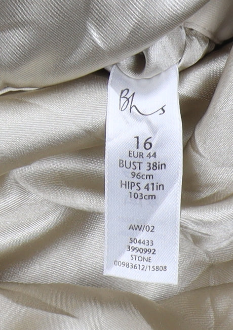 BHS Women's Beige Long Parka Coat Size 16 Casual