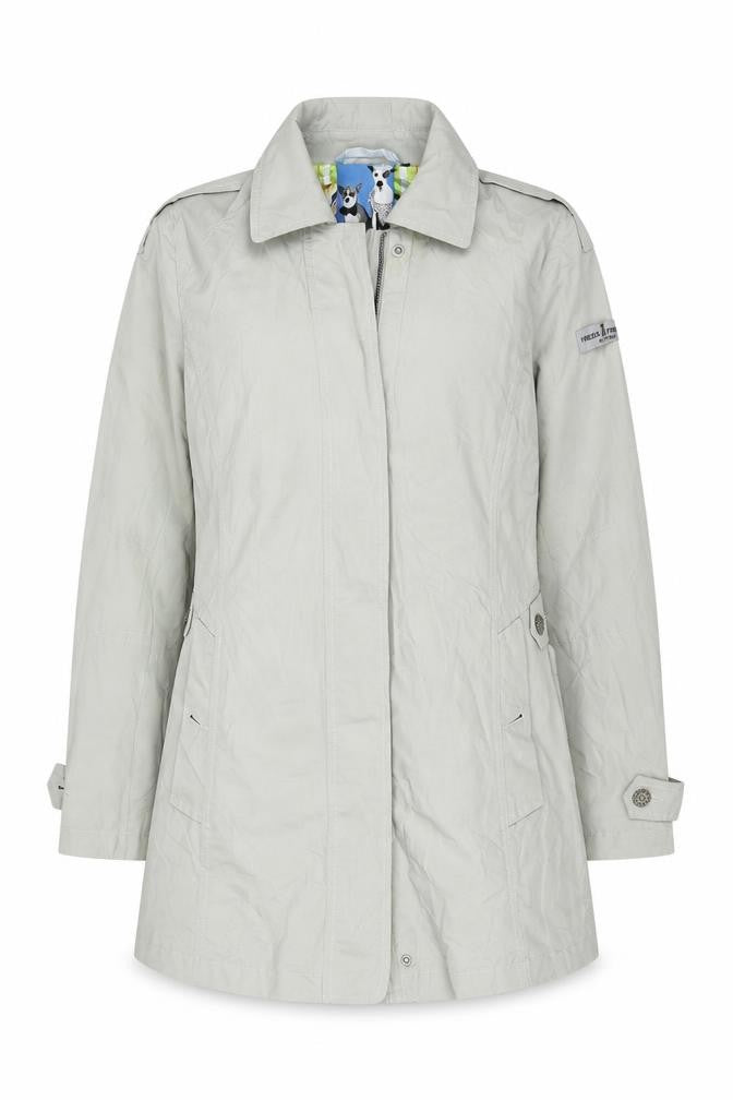Front view of Frieda & Freddies Women's Beige Trench Coat -, size 10