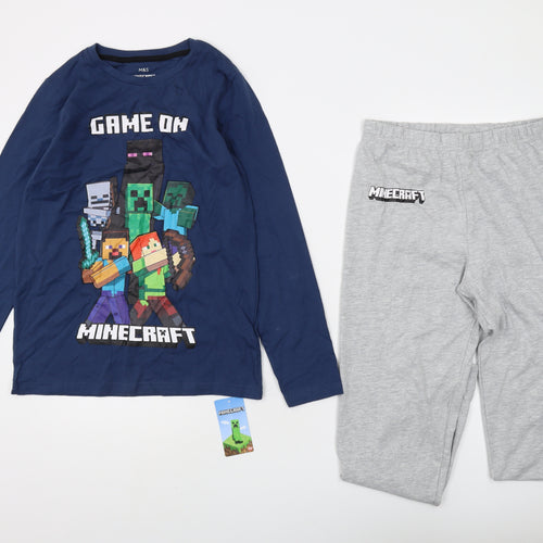 Marks and Spencer Boys Blue Minecraft Pyjama Set 12-13 Years