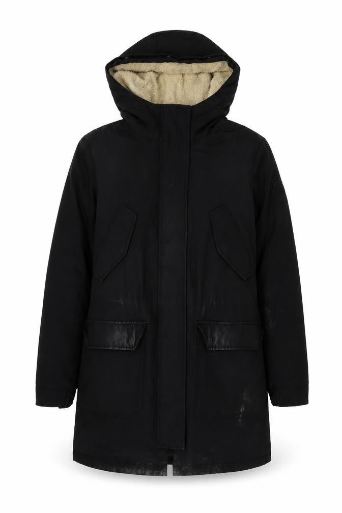 Front view of Calvin Klein Jeans Women's Black Parka Jacket M