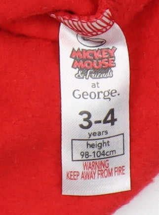 George Girls Red Mickey Mouse Sweatshirt 3-4 Years Pullover