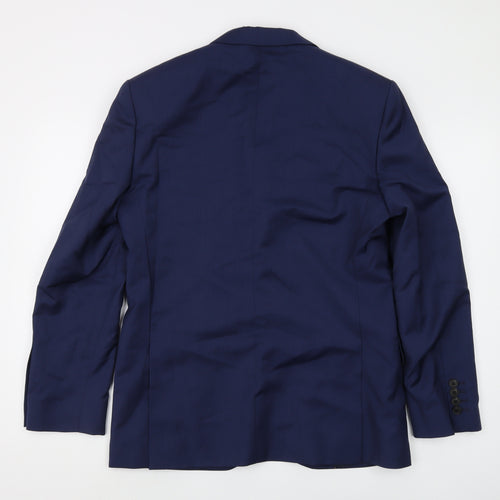 Jaeger Men's Blue Wool Blazer 38L, Notch Lapel, New