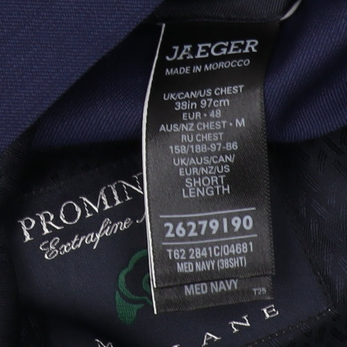 Jaeger Men's Blue Wool Blazer 38L, Notch Lapel, New
